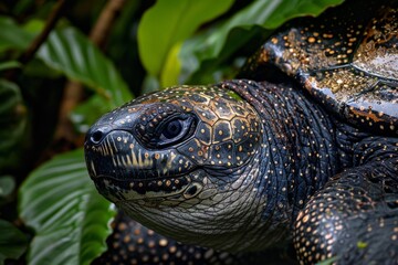 Obraz premium Leatherback Turtle, Macro,Left side view
