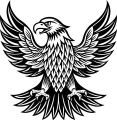 Fototapeta premium American Bald Eagle silhouette vector art illustration, American Eagle cut file, American Eagle laser cut file, Bald Eagle cricut file, Bald Eagle wood engraving file, Bald Eagle laser engraving file