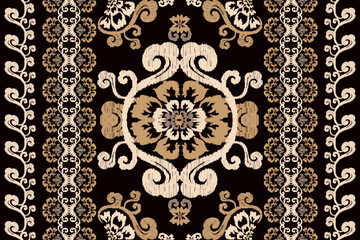 Motifs Ikat floral paisley embroidery background.geometric ethnic oriental pattern traditional.Aztec-style abstract. design for texture, fabric, clothing, wrapping, decoration