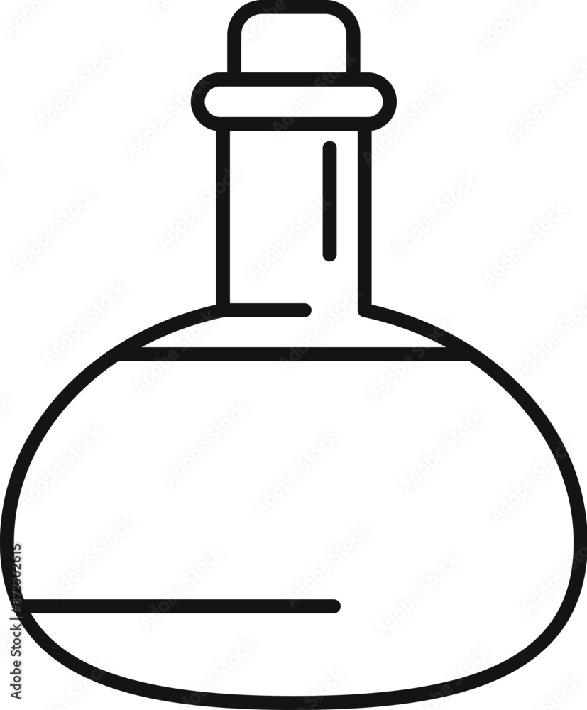 Poster line drawing of a round bottom flask containing a chemical substance, commonly used in laboratories 