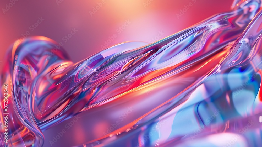 Aufkleber A mesmerizing fluid-like abstract shape rendered with vibrant colors and beautiful lighting, showcasing a visually engaging blend of hues and reflection effects.