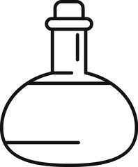 Line drawing of a round bottom flask containing a chemical substance, commonly used in laboratories for experiments