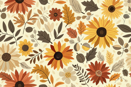Stylish Autumn pattern. Floral seamless pattern for textiles, backgrounds, web design, crafts paper, and more