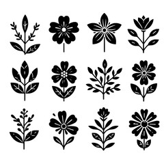 plants flower set vector illustration isolated