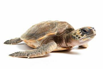 Obraz premium the beside view Olive Ridley Turtle, left side view, isolated on white background