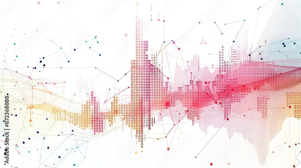 Poster financial data visualization with vector charts on white background