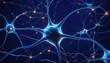 Neural connections in the human brain, neurons with glowing pulses along neural pathways.