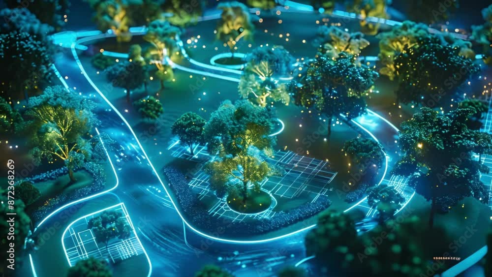 Poster in the citys parks and green spaces visitors can access interactive maps and information about diffe
