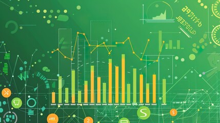 Modern Economic Indicators Vector on Green Background for Financial Analysis Concepts
