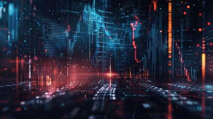 Illuminating Finance: Dark Themed Background with Banking Data Overlay