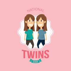 National twins day vector illustration. National twins day themes design concept with flat style vector illustration. Suitable for greeting card, poster and banner.