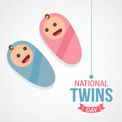 National twins day vector illustration. National twins day themes design concept with flat style vector illustration. Suitable for greeting card, poster and banner.