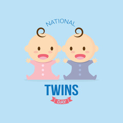 National twins day vector illustration. National twins day themes design concept with flat style vector illustration. Suitable for greeting card, poster and banner.