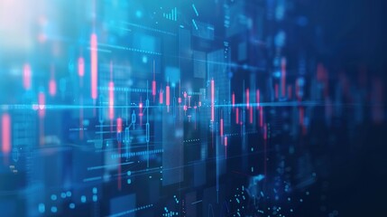 Dynamic Vector of Financial Market Indicators on a Serene Blue Background