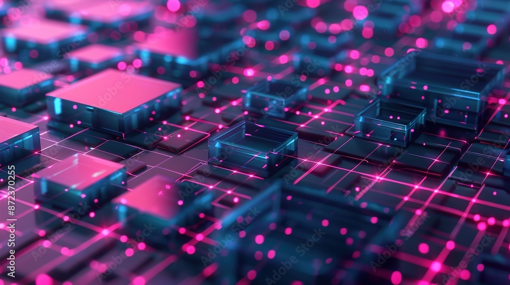 Aufkleber digital innovation: abstract 3d grid design of futuristic web development frameworks