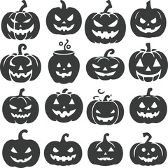 Creepy Halloween Pumpkin Vector Illustration Collection