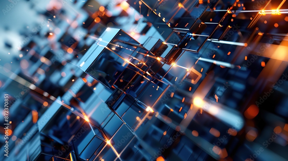 Poster futuristic 3d abstract shapes depicting cutting-edge web development technology