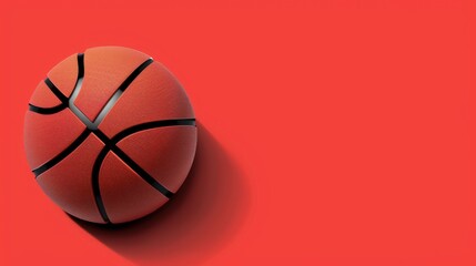 Obraz premium Brightly lit basketball resting on a vibrant red background surface.