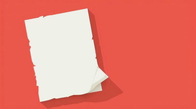 Crumpled white paper sheet on a red background with shadows shown.