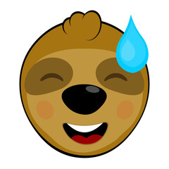 vector illustration face bear sloth character animal cartoon, with an expression of shame and a drop of sweat