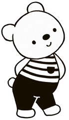 Bear illustration . Minimal and cute design with oil painting  texture .  Black and white teddy 