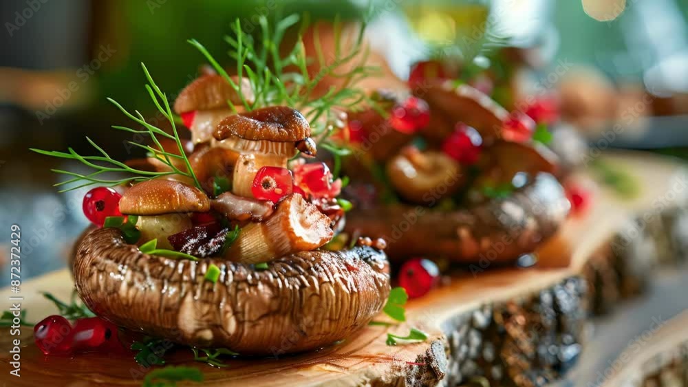 Aufkleber discovering hidden gems on the menu such as foraged mushrooms or wild berries adding to the taste an