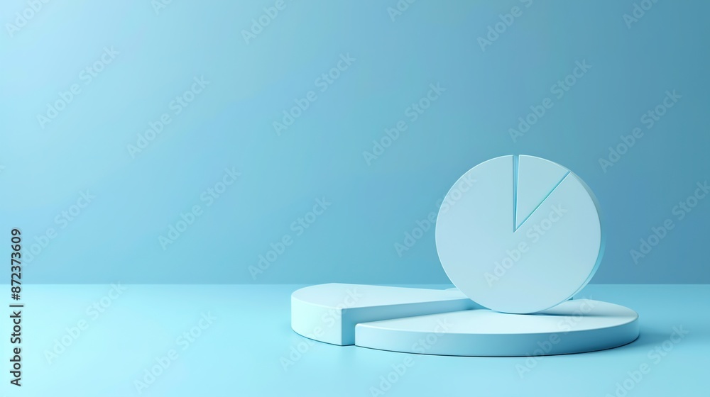 Poster digital abstract 3d pie chart on light blue background with copy space