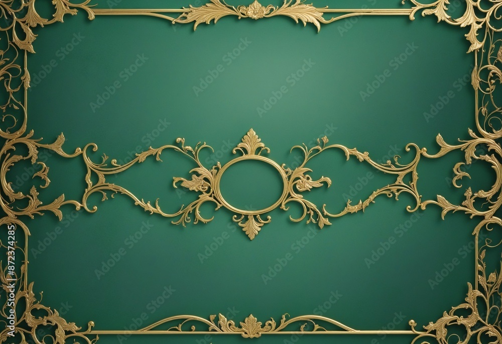 Wall mural japanese style background frame with retro green background