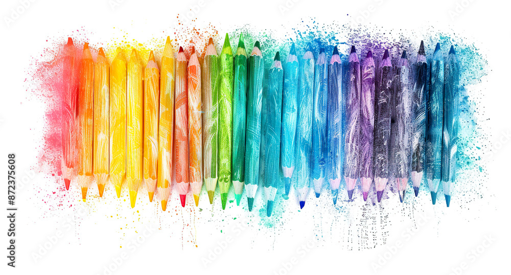 Poster gradient colored pencils with matching color splashes