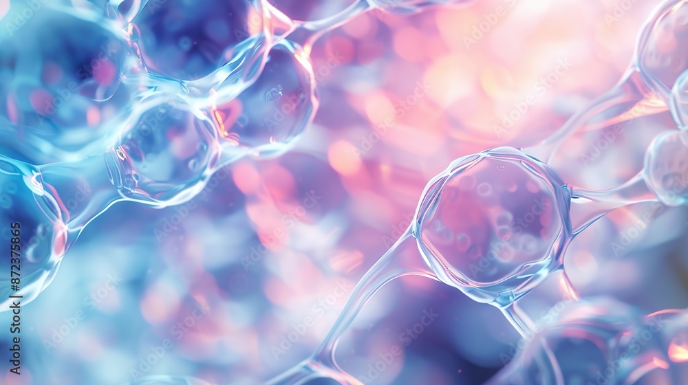 Poster abstract background with a focus on cell division processes in a light gradient