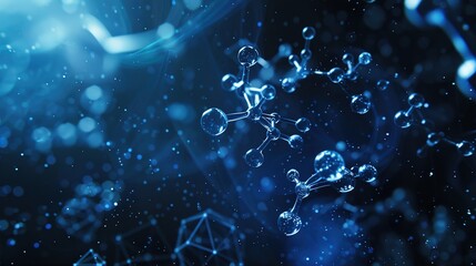 Molecular Bonds: High-Detail Visualization on Dark Blue Background