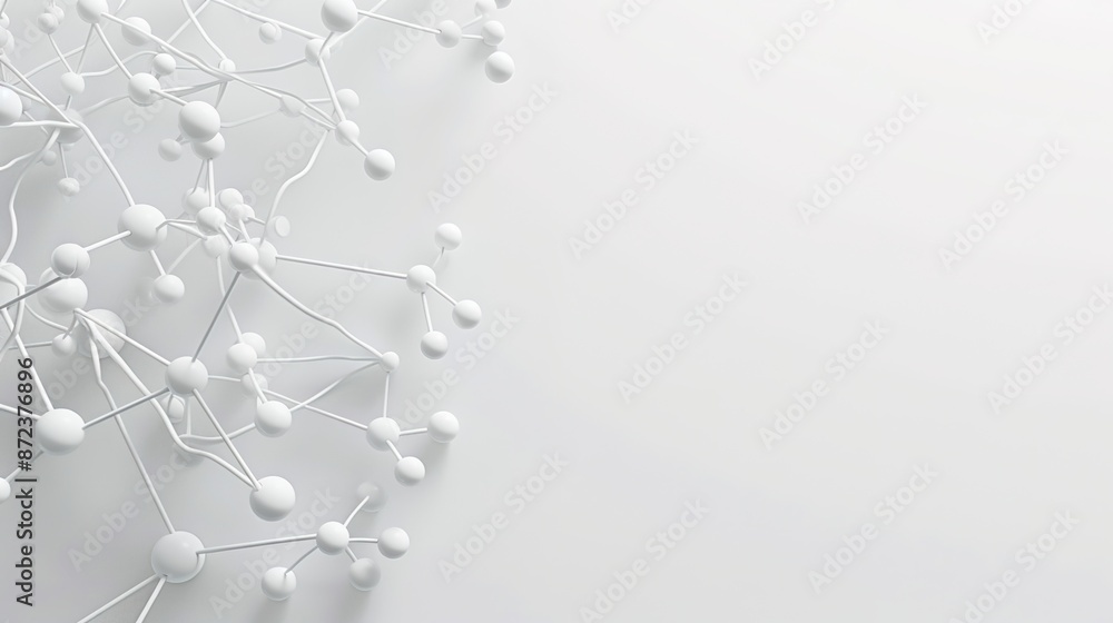 Poster molecular chains minimalist design with copyspace on light background