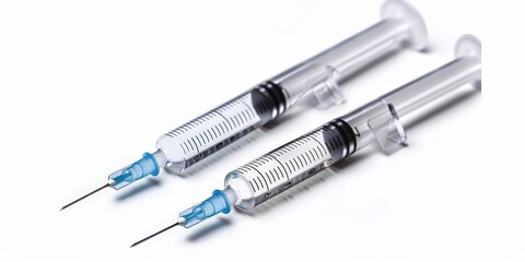 Clinical Medical Syringes with Clear Liquid Isolated