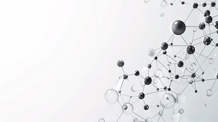 Minimalist Molecular Chains Design on Light Background with Copyspace