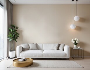 modern living room interior design with white sofa