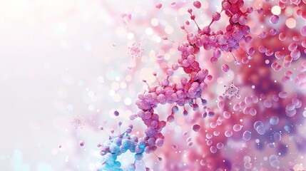 Molecular Biology Illustration with Intricate Protein Structures and Space for Text Overlay