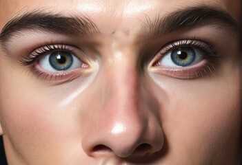 Obraz premium close up portrait with focus on eyes and nose area of a tired caucasian man