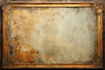 Fototapeta premium Ephemeral Elegance: Worn-Out Gold Grunge Art on a Rustic Metal Canvas