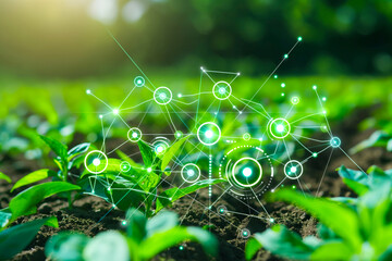 data analysis icons enhancing efficiency in futuristic agriculture digitized eco friendly and sustainable harvesting concept