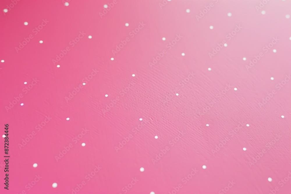 Poster pink background with white polka dots transitioning from dark to light, creating a cheerful and play