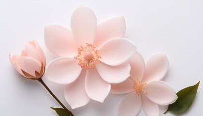 pastel pink flower on white background