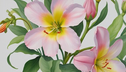 Obraz premium Vibrant Botanical Blossoms: Hand-Painted Watercolor Flowers