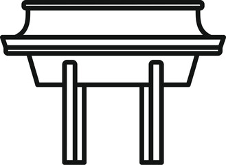 Simple line art icon depicting a traditional korean gate, symbolizing history and cultural heritage