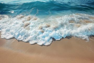 beautiful sandy beach and soft blue ocean wave
