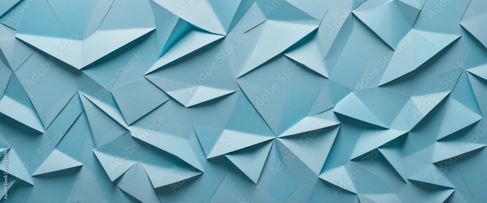 Poster bright white geometric triangular patterned wall background with three-dimensional design for web, w