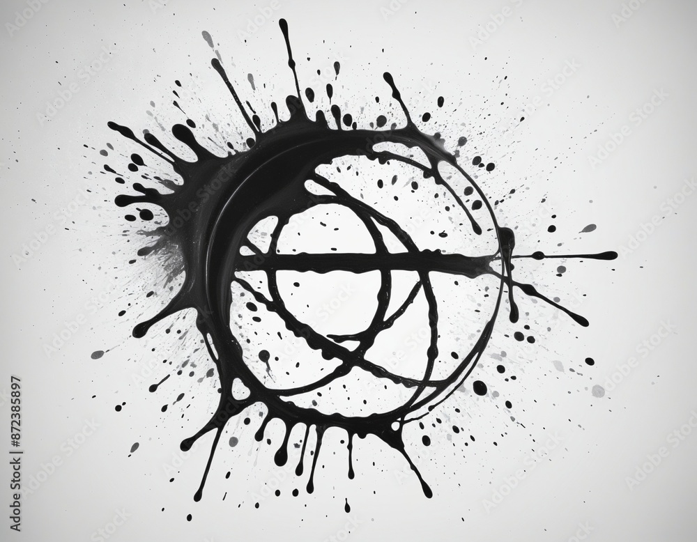 Poster abstract punk graffiti design with black spray stains and splatter on an isolated background, creati