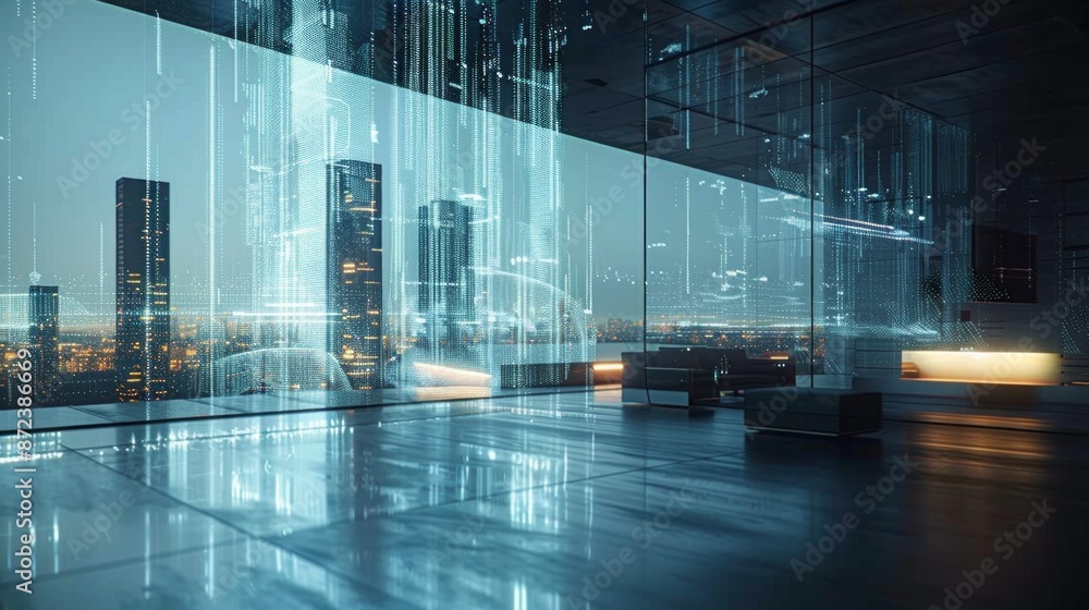 Poster mesmerizing portrayal of advanced technology and innovation intertwining in a futuristic utopia.