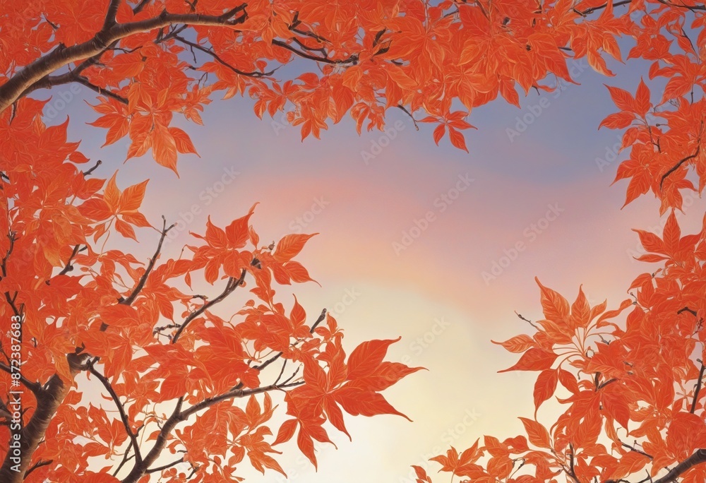 Poster vibrant maple leaf gradient frame with copy space