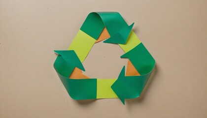 recycle symbol on wooden background