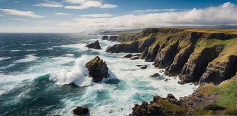 waves crashing on rocks